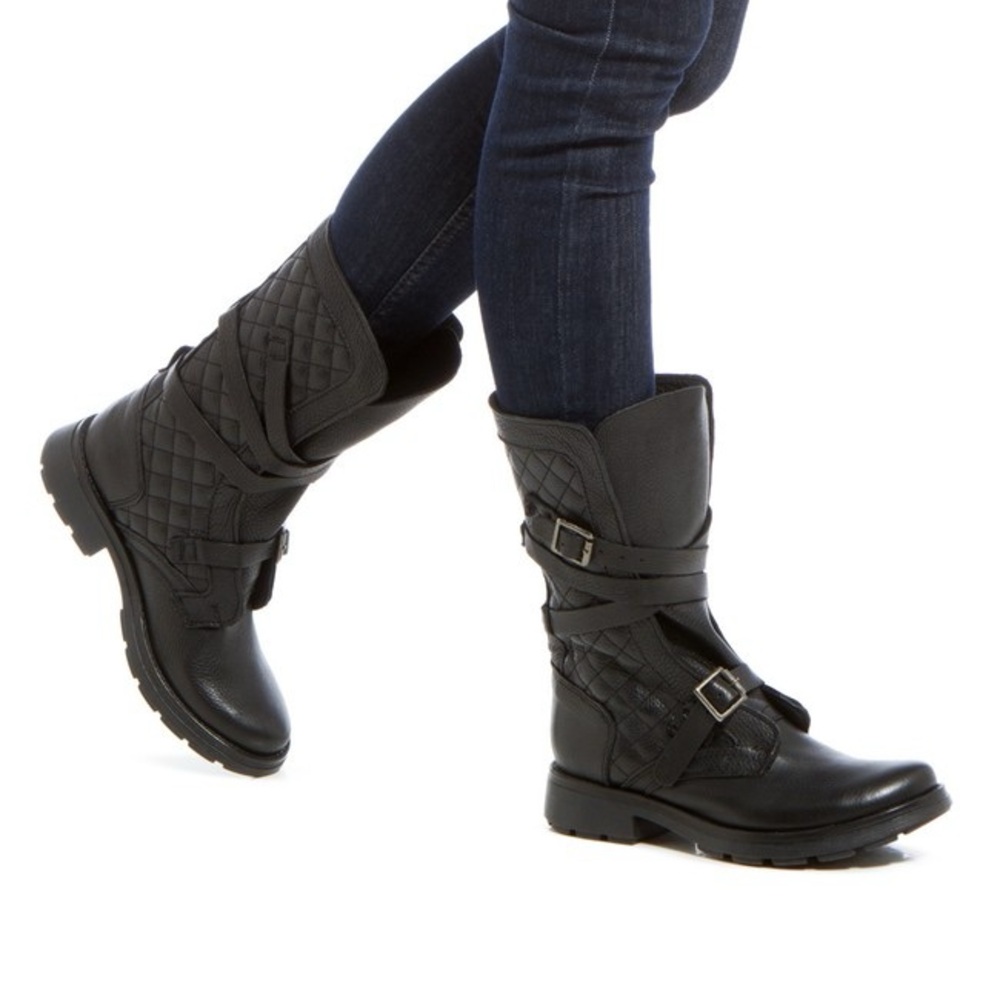 Steve Madden Bounti Black Leather Combat & Moto Boots - Size 6 (Pre-Owned, GC) - Picture 2 of 11